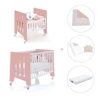 Berceau 60x80 cm et lit bébé 60x120 cm (7en1) rose · Omni Tre Quarzo