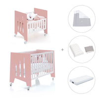 Berceau 60x80 cm et lit bébé 60x120 cm (7en1) rose · Omni Tre Quarzo