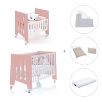 Berceau 60x80 cm et lit bébé 60x120 cm (7en1) rose · Omni Tre Quarzo