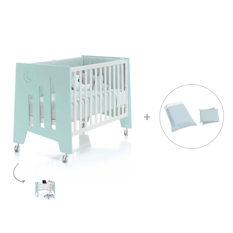 Babybett-Schreibtisch 60x120 cm (2in1) mintgrün · Omni C181-M7755