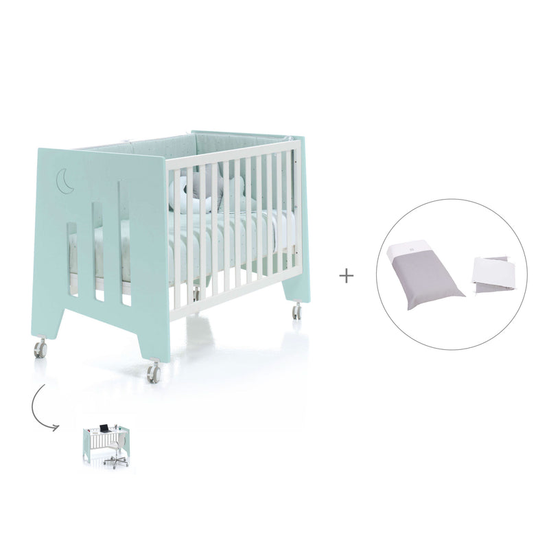 Babybett-Schreibtisch 60x120 cm (2in1) mintgrün · Omni C181-M7755