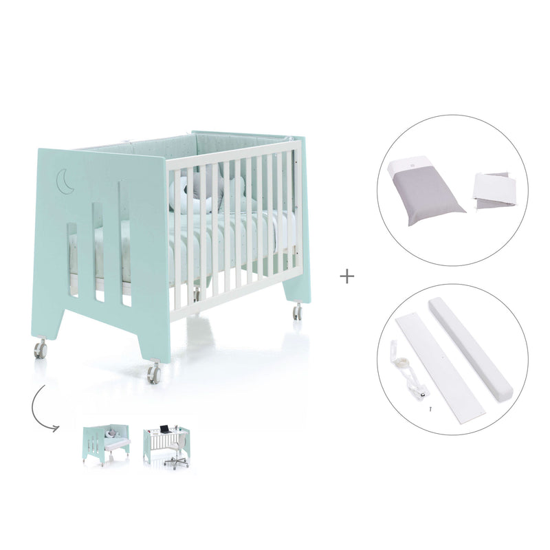 Babybett-Schreibtisch 60x120 cm (2in1) mintgrün · Omni C181-M7755