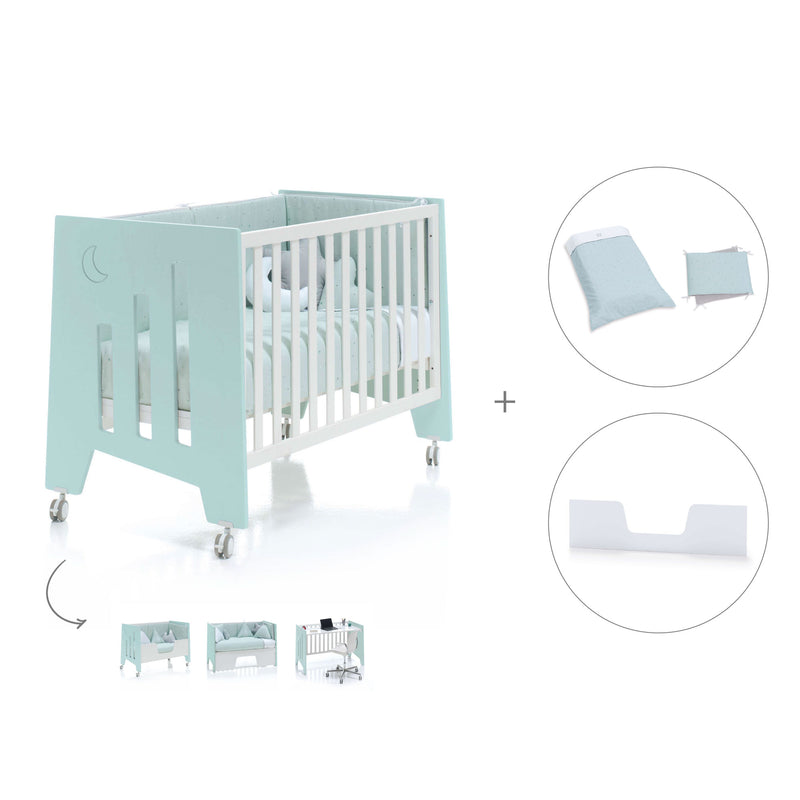 Babybett-Schreibtisch 60x120 cm (2in1) mintgrün · Omni C181-M7755