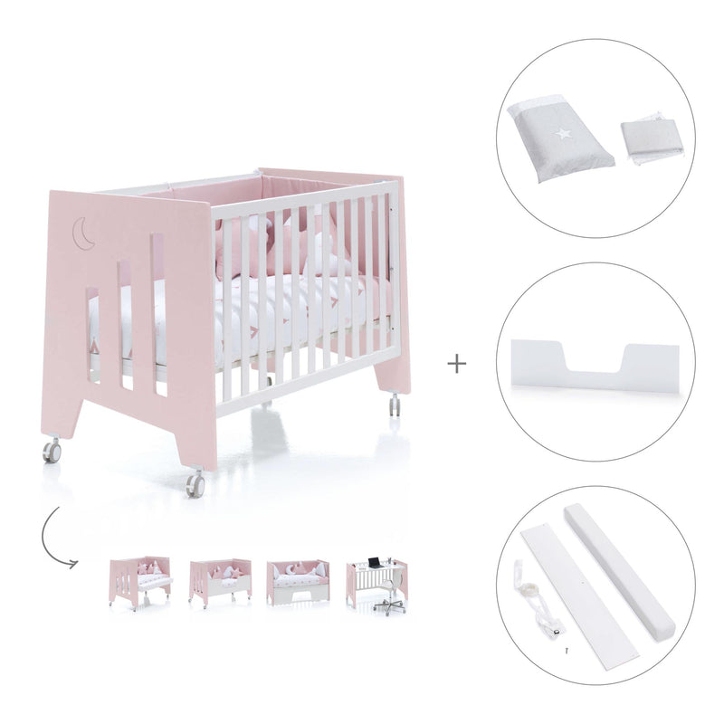 Babybett-Schreibtisch 60x120 cm (2in1) rosa · Omni C181-M7742