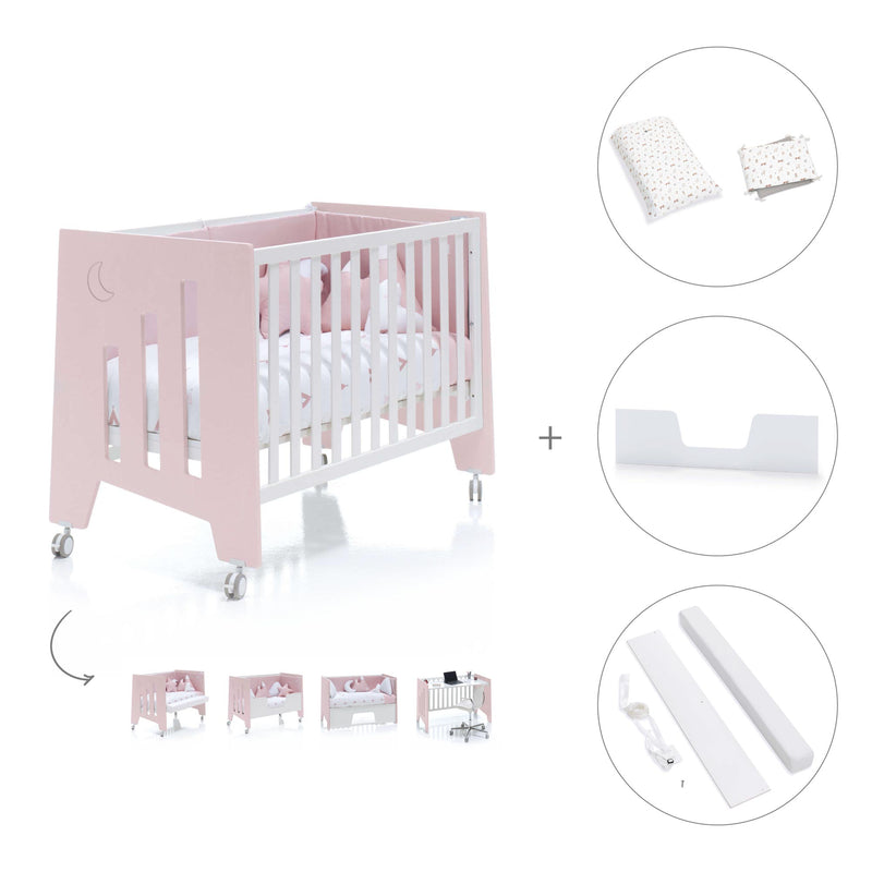 Babybett-Schreibtisch 60x120 cm (2in1) rosa · Omni C181-M7742