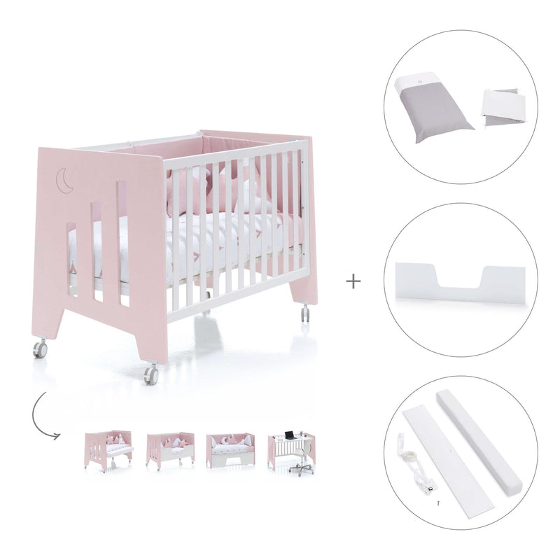 Babybett-Schreibtisch 60x120 cm (2in1) rosa · Omni C181-M7742