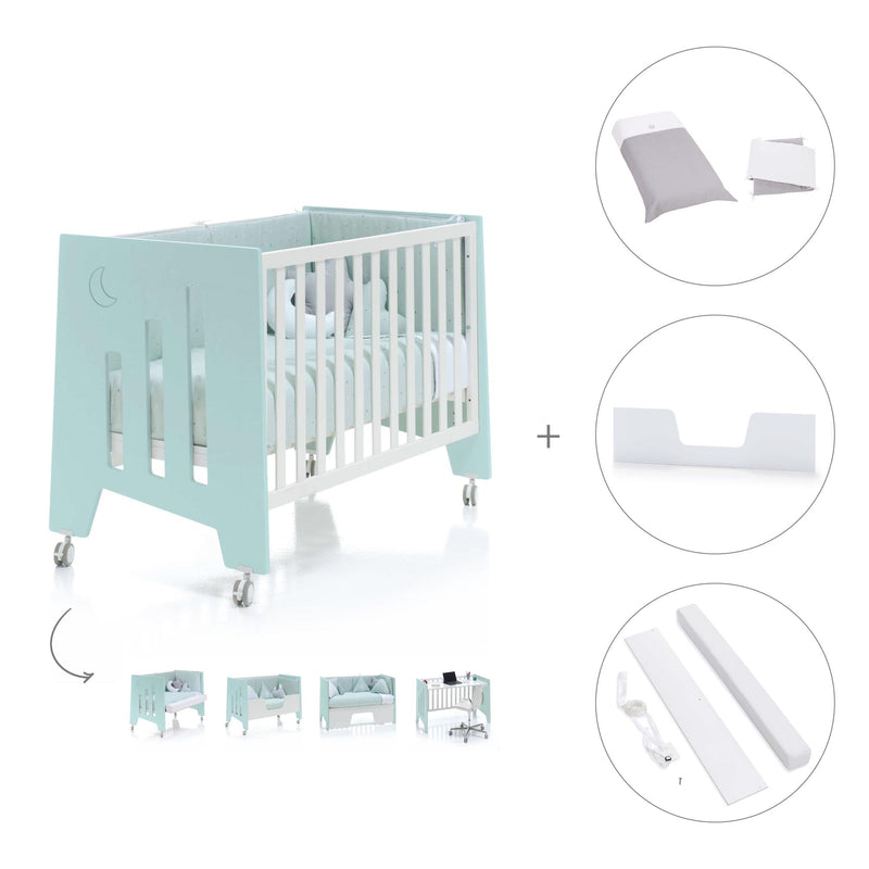 Babybett-Schreibtisch 60x120 cm (2in1) mintgrün · Omni C181-M7755