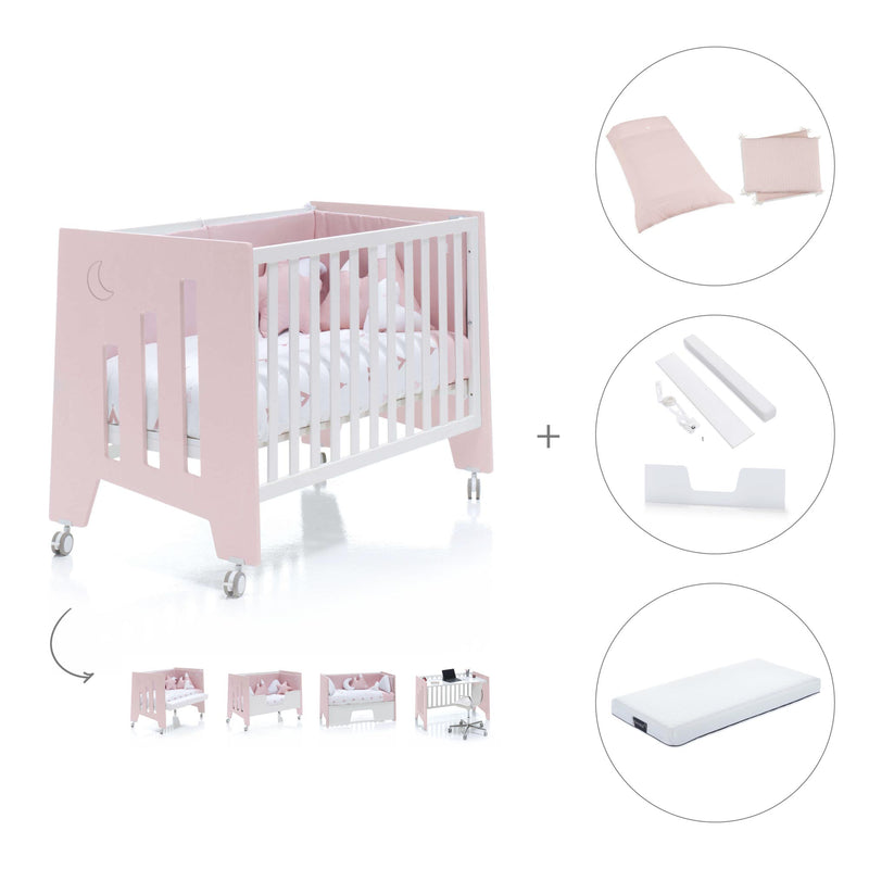 Babybett-Schreibtisch 60x120 cm (2in1) rosa · Omni C181-M7742