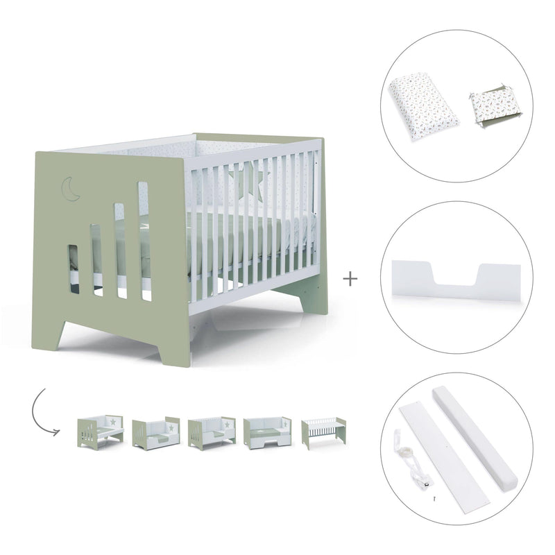 Co-sleeping cot 70x140 cm (6in1) green-olive · Omni XL C191-M7756