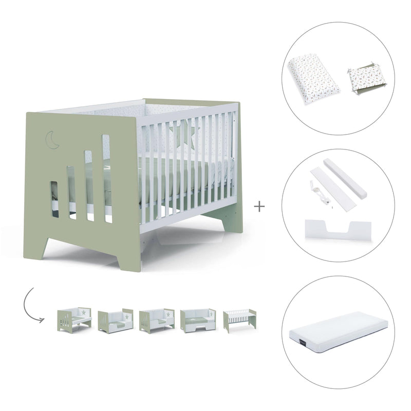 Co-sleeping cot 70x140 cm (6in1) green-olive · Omni XL C191-M7756