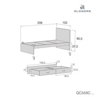 Cama junior 90x200 cm com gavetas o cama extra · Joy QC559