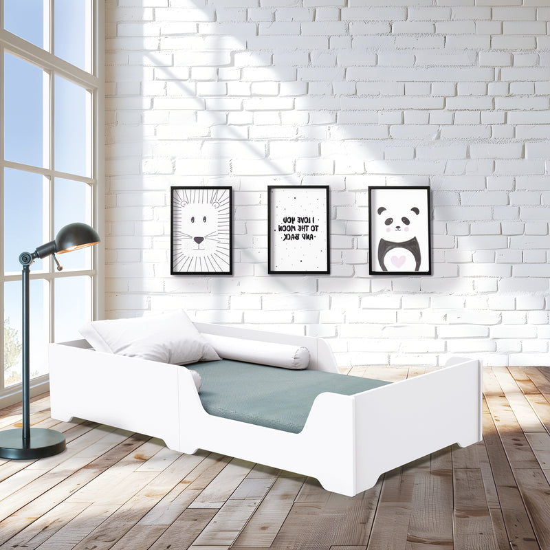 Lit bas Montessori pour enfants de 90x200 cm en blanc · Ilmoon QN200