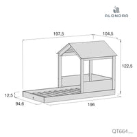 Medidas cama infantil 90x190 Montessori con casita BIANCA TRE QT664