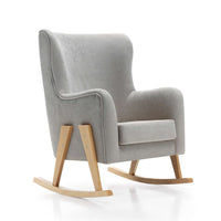 Fauteuil à bascule allaitement avec jambes en bois en tissu · Glam