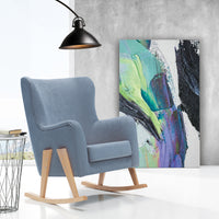Fauteuil à bascule allaitement avec jambes en bois en tissu · Glam