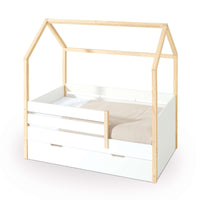 Montesori bed-house 70x140 cm in wood/white · Sogni NB1400