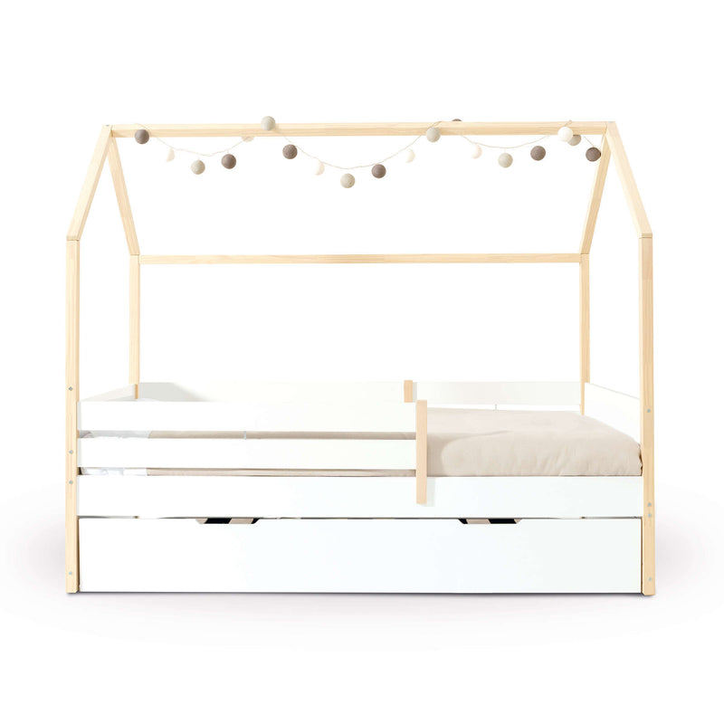 Cama-casinha Montessori 90x200 cm madeira/branco · Sogni XL NB2000