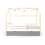 Cama Montessori 90x200 cm. evolutiva con Barrera Infantil en Blanco y Madera · Sogni XL NB2000