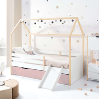 Cama-casinha Montessori 90x200 cm madeira/branco · Sogni XL NB2000