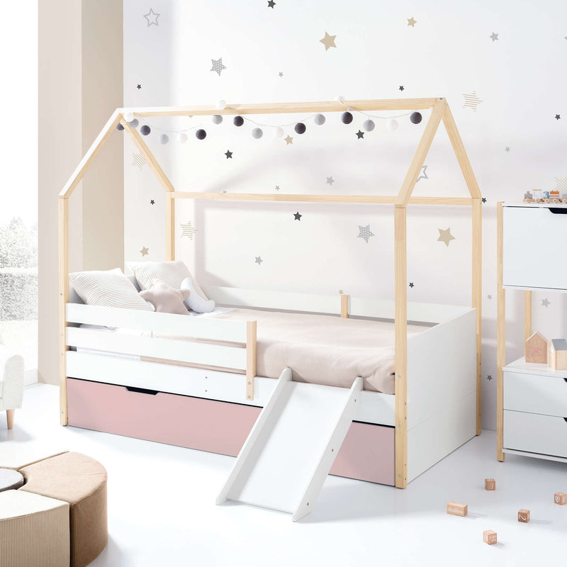 Cama-casinha Montessori 90x200 cm madeira/branco · Sogni XL NB2000