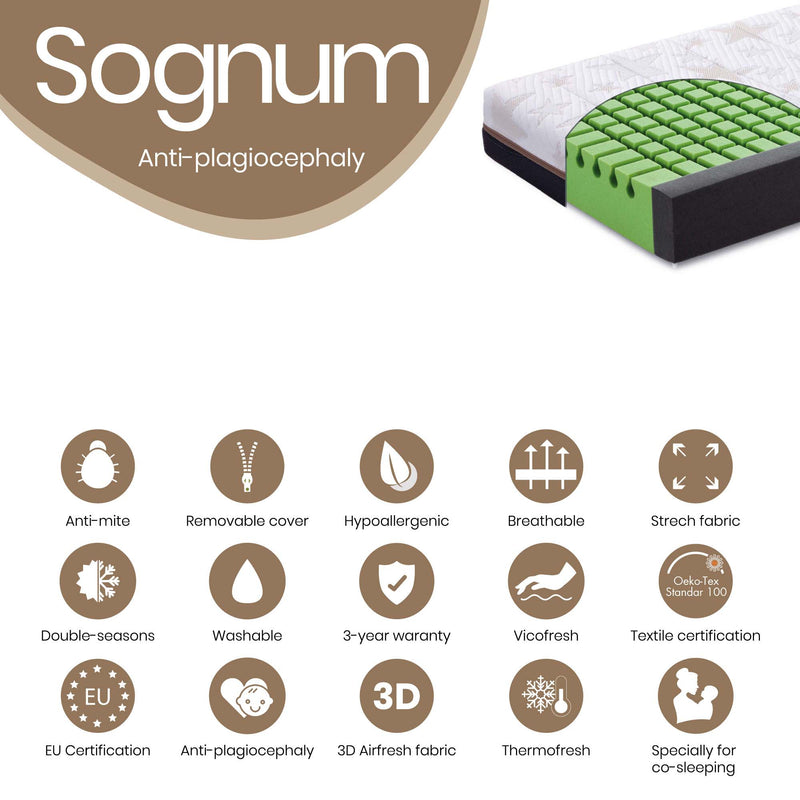 Anti-plagiocefalia mattress for baby cot of 70x170 cm · Sognum ZA70-140