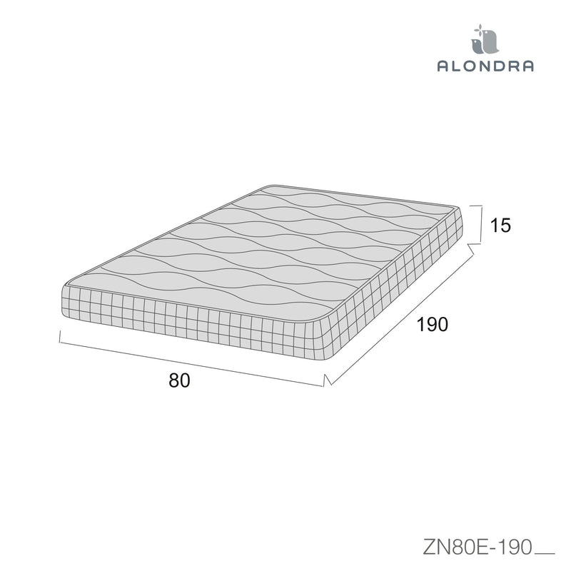 Memory foam mattress for ZEN trundle bed of 80x190x15 cm · Visco Junior ZN80E-190