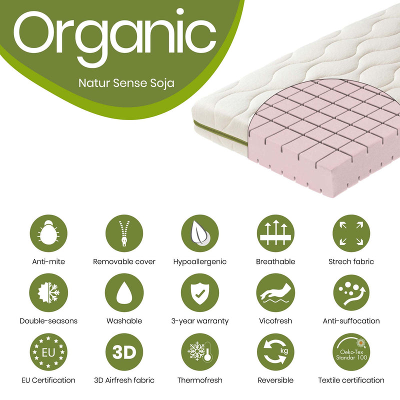 Soya mattress for baby cot of 60x120 cm · Organic ZR60-120