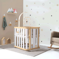 Mini berço, berço e cama (4in1) madeira/branco · Crea Plus Tre C351-M5011