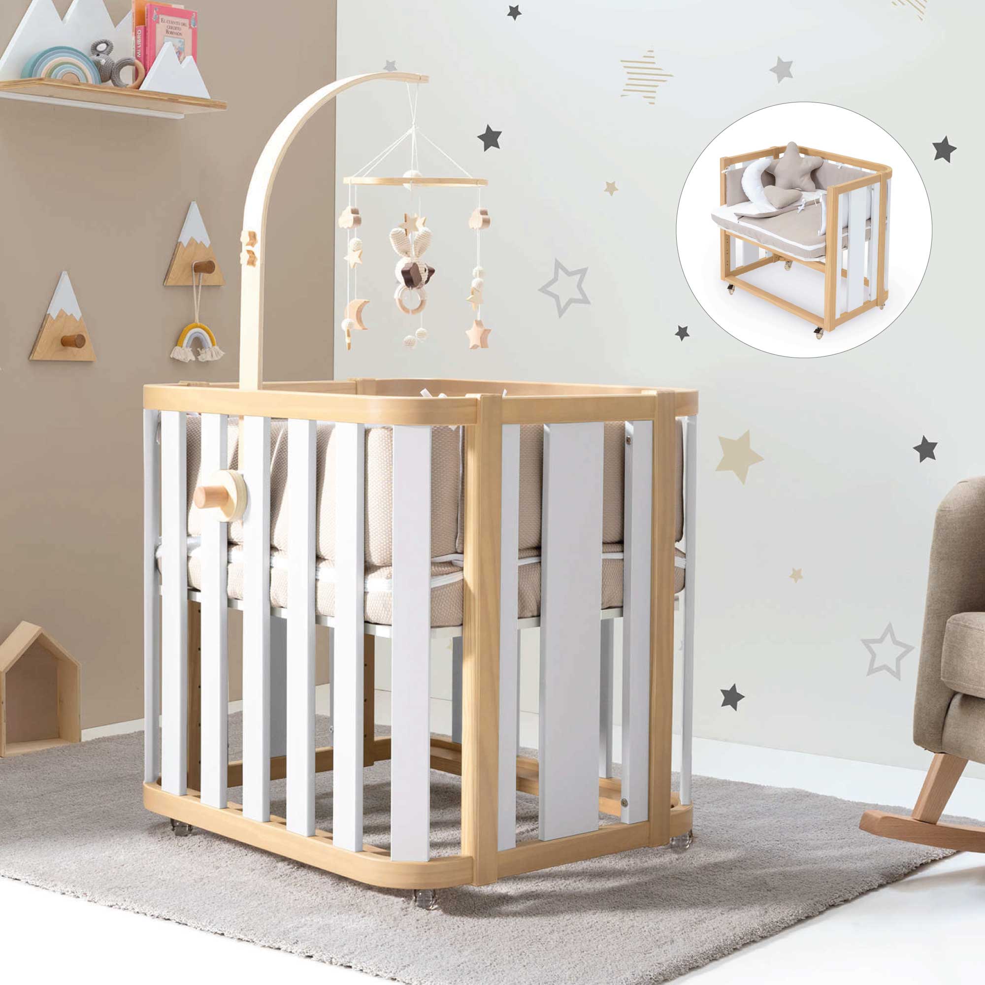 Wide range of wooden baby cribs and co sleeping beds with wheels