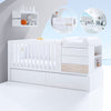 Verwandelbares Babybett 70x140 cm (Montage Links) Eiche weiss · Kurve Coco K417L-M7792