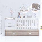 Lit bébé évolutif avec lit ou tiroirs gigogne (70x140 cm) blanc/bois · Sero Loft K547-M9477