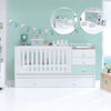 White/mint convertible crib with drawers/trundle bed · Sero Bubble K554-M7755