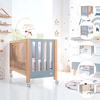 cuna colecho transformable en cama montessori cama infantil escritorio en azul y madera