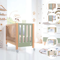 cuna colecho transformable en cama montessori cama infantil escritorio en verde y madera