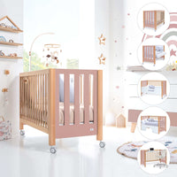 Lit bébé cododo 60x120 cm bois/rose · Occa C166-M9559