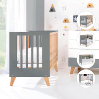 Co-sleeping cot 60x120 cm (4in1) wooden/antracite · Nexor C187R-M5895