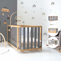 Lit bébé-Lit d'enfant 70x140 cm (3in1) bois/gris · Crea Plus Due C350-M5058