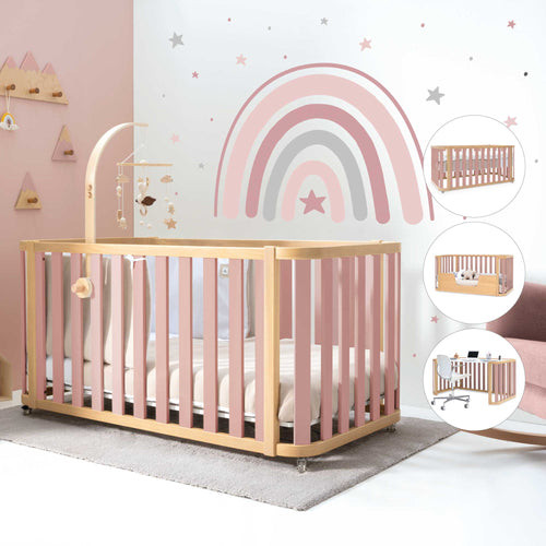 crea plus due en la habitación de bebé ambientada en color rosa