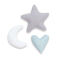 Set 3 cojines infantiles (luna, estrella, corazón) verde-menta · 693-055 Mint - Muebles para bebés ALONDRA