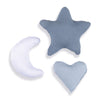 Set of 3 children's cushions (moon, star, heart) in blue denim · 693-121 Alba Blu