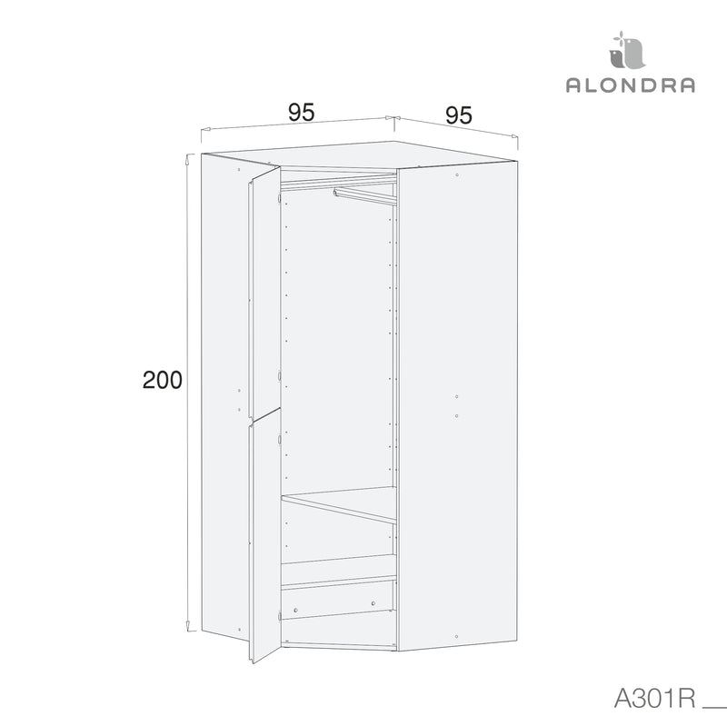 Modular-Eckschrank, doppelte Höhe · A301R