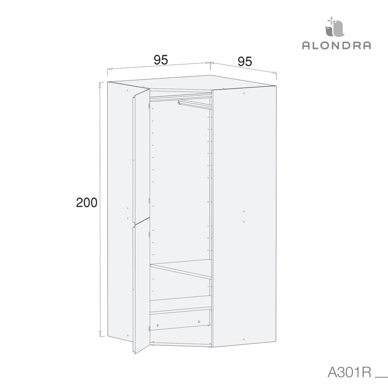 Module d'angle double hauteur pour armoire modulaire · A301R