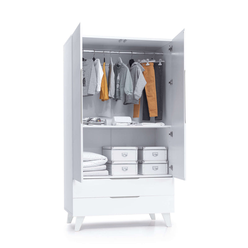 Children's wardrobe (2 doors/2 drawers) white lacquered · Style A347