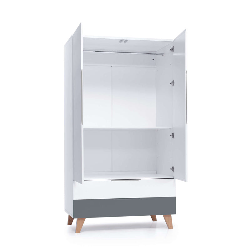 Kleiderschrank nordischen Stil (110 cm) mit Holzfüßen · Lifestyle A347R