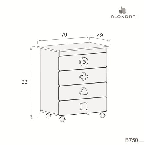 Trocador de banheira em branco brilhante · Maths B750-G2300