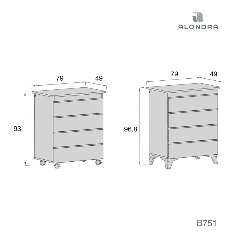 Set di lettino 60x120 cm e mobile bagnetto in bianco e marengo