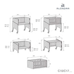 Grey co-sleeping crib EQUO 50x80 · C10-M7778