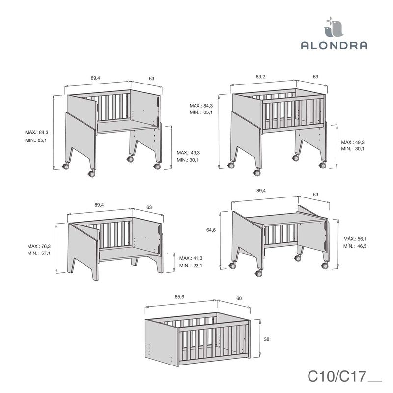 Wooden & Marengo co-sleeping crib 50x80 EQUO LIFE · C17-M9469