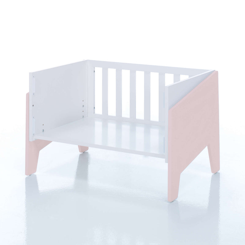 Crib with wheels convertible into crib - Pink Equo