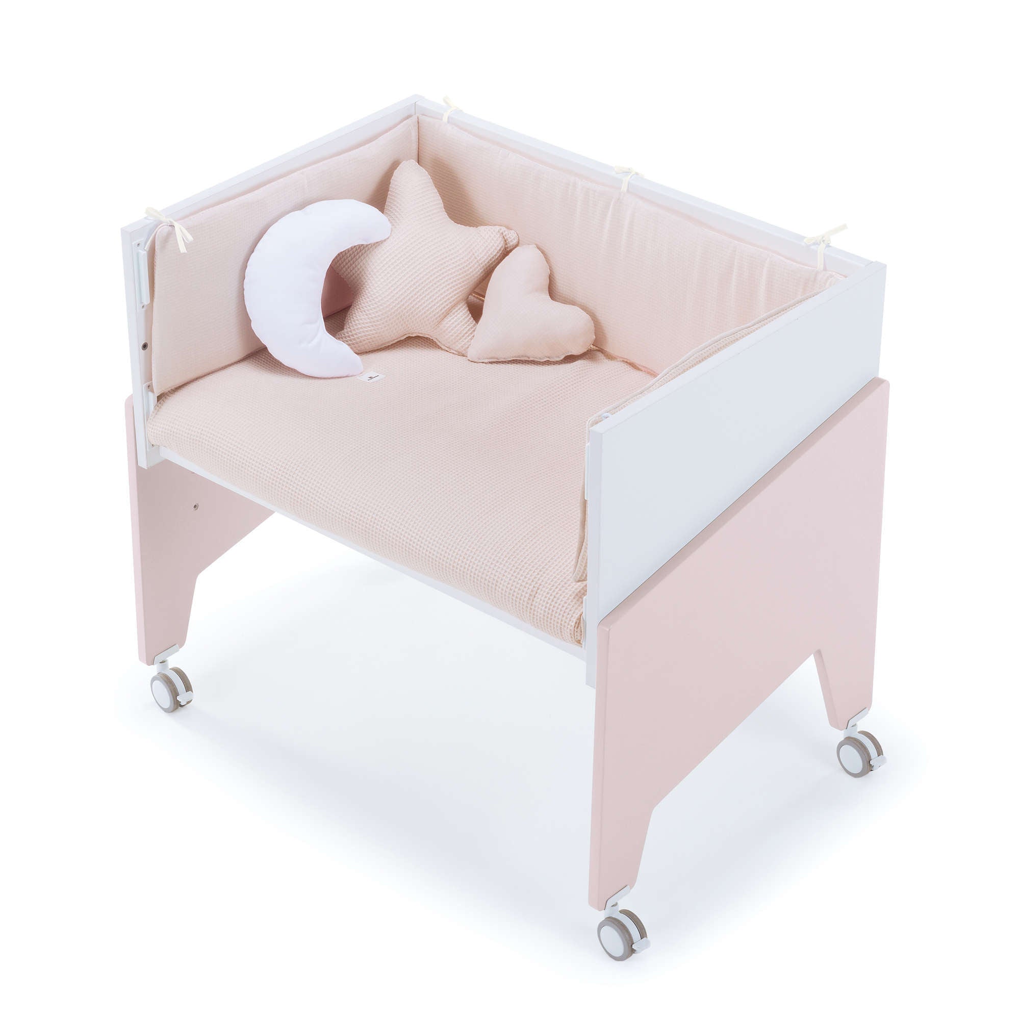 Crib with wheels convertible into crib Pink Equo